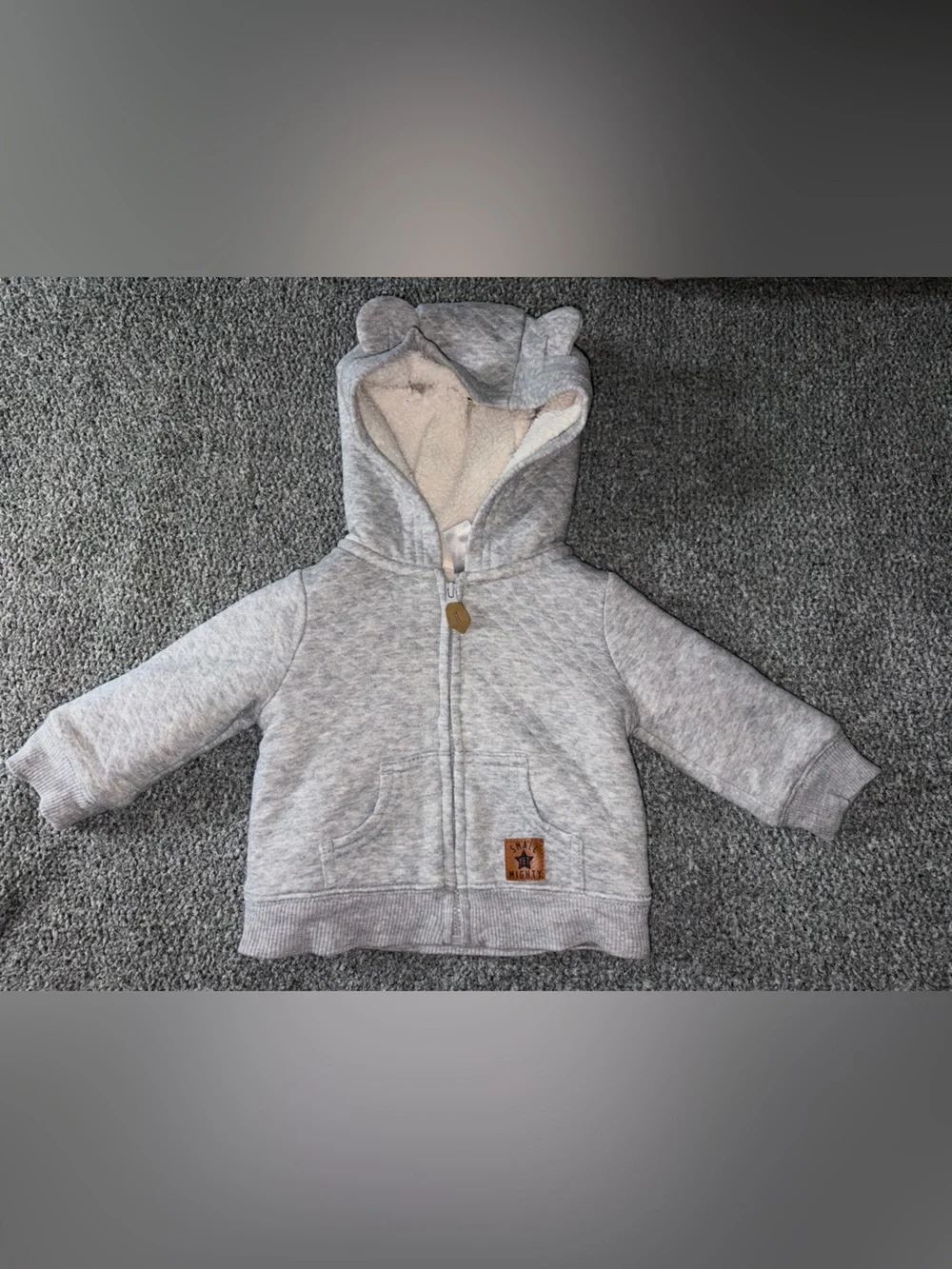 Carter's Light Gray Hooded Zip Jacket with Ears